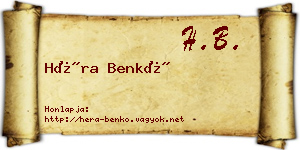 Héra Benkő névjegykártya